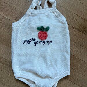 HANNA ANDERSSON Apple 100% Cotton Summer Cream Red Knit Buttons Bodysuit Romper